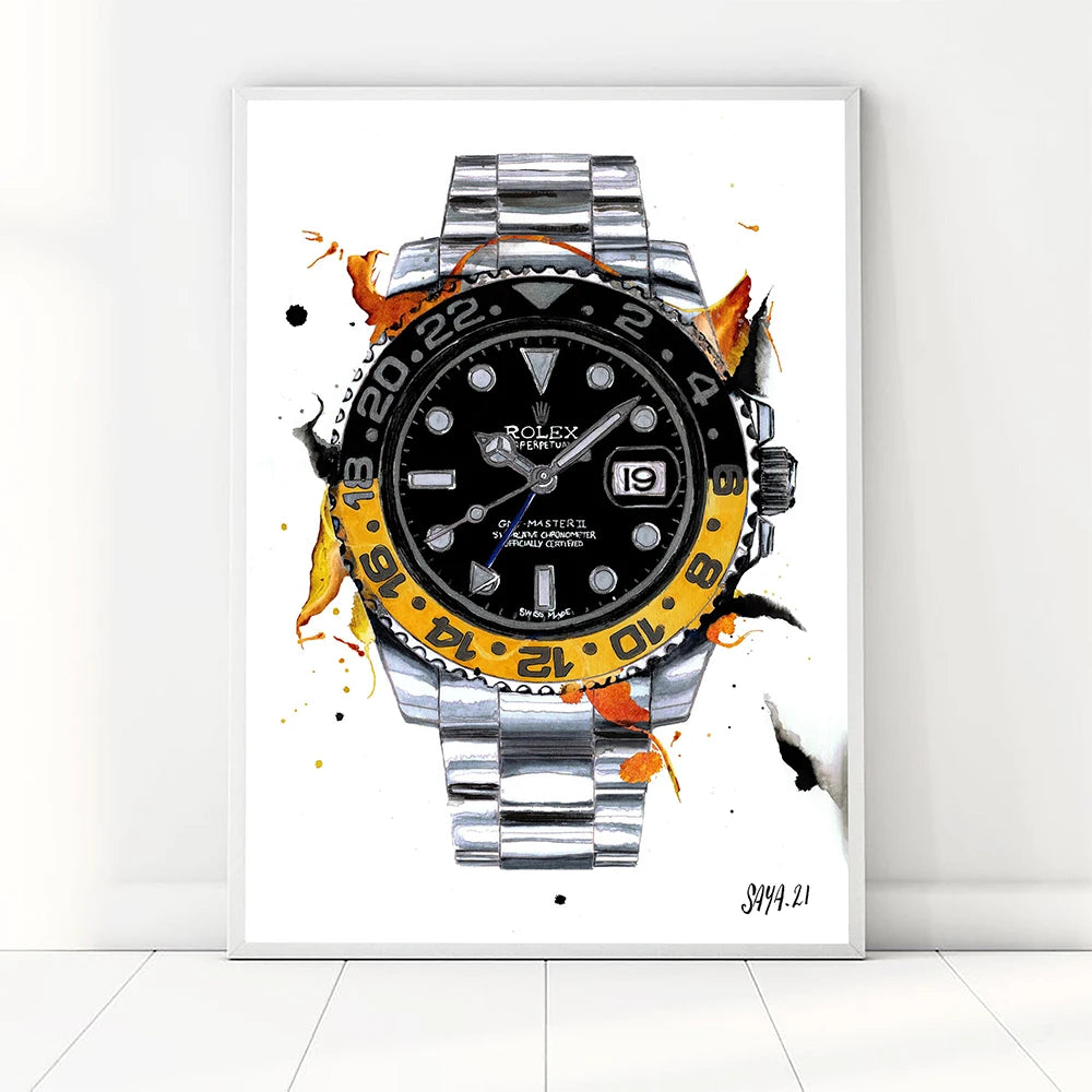 Brand Name Watches Canvas Wall Art Print Poster Air King Oyster Perpetual Decorative Mural Home Watch Store Decor Gift