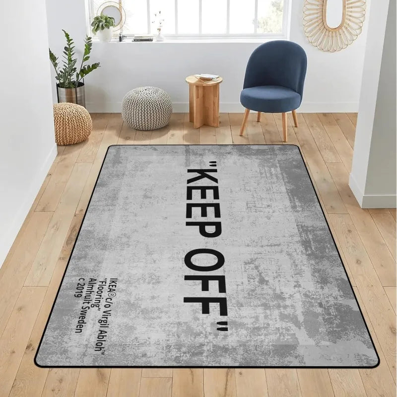 Keep Off Area Rugs Grey 3D Printed Modern Large Carpet Non-Slip Floor Mat Rug for Bedroom Livingroom Playroom Home Decor Mats