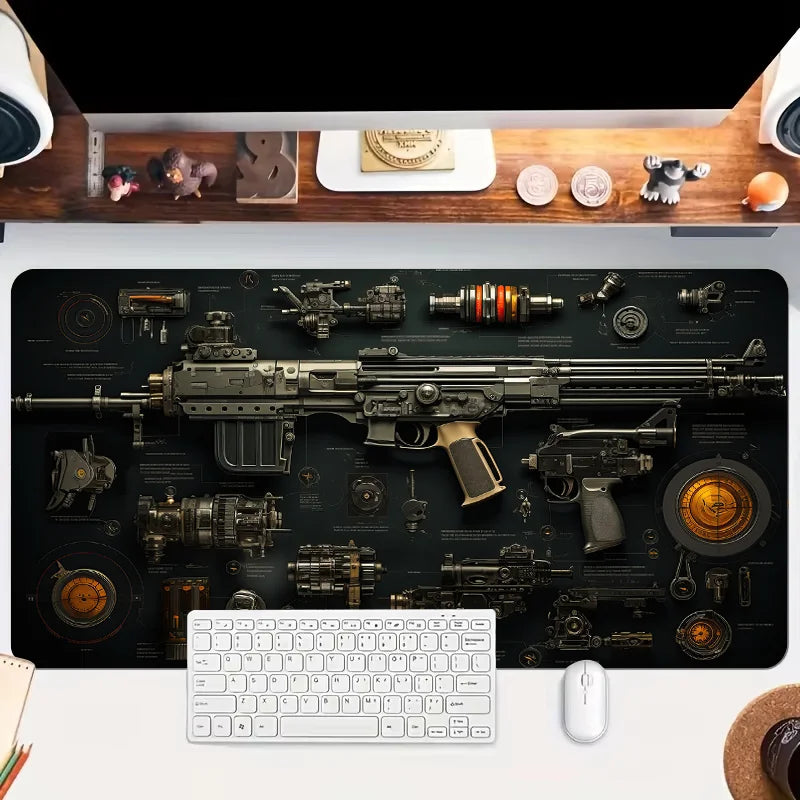 Gun parts assembly Large Mouse Pad XXL Desk Mat Non-Slip Rubber Base Gaming Keyboard and Mouse Stitched Edges for Home and game