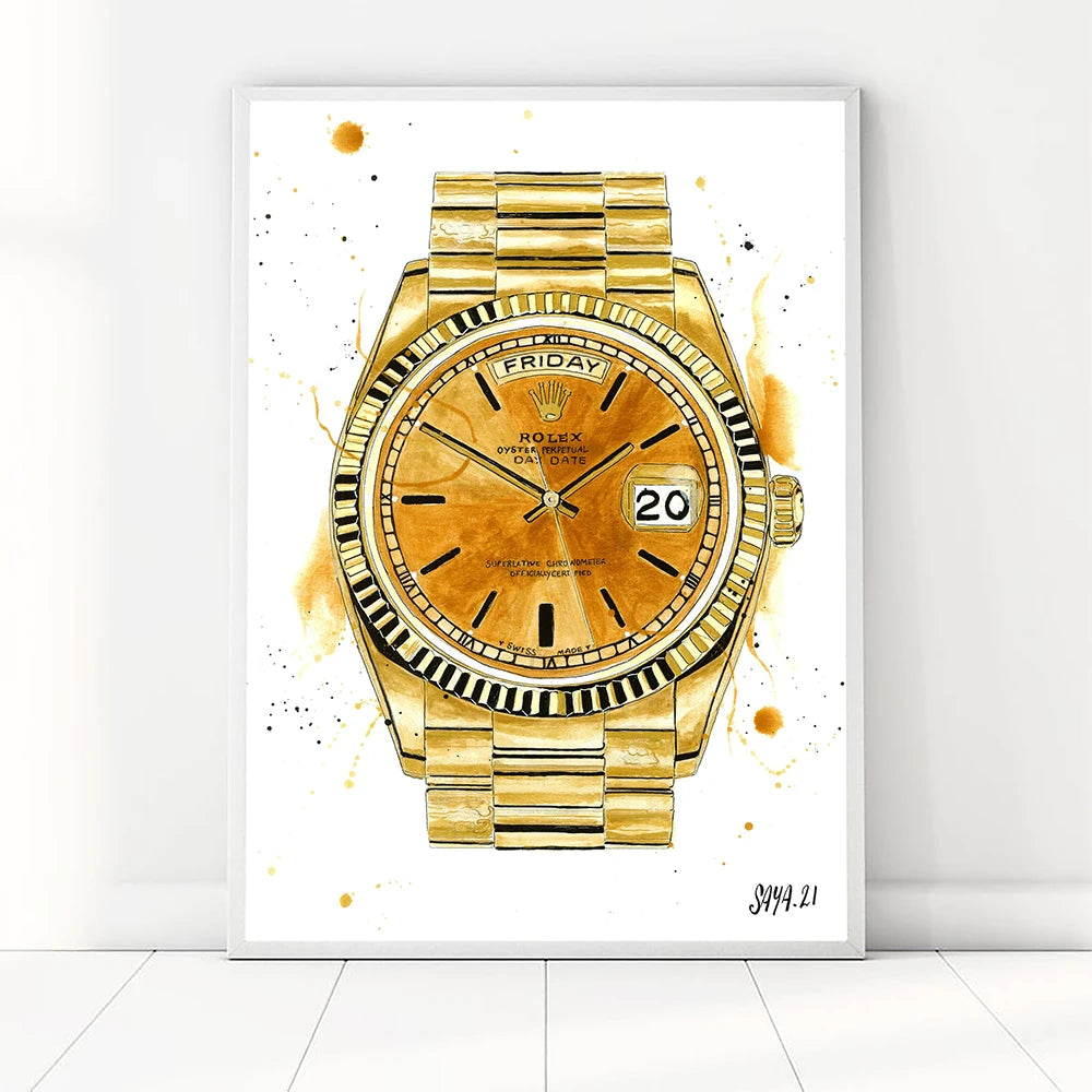 Brand Name Watches Canvas Wall Art Print Poster Air King Oyster Perpetual Decorative Mural Home Watch Store Decor Gift