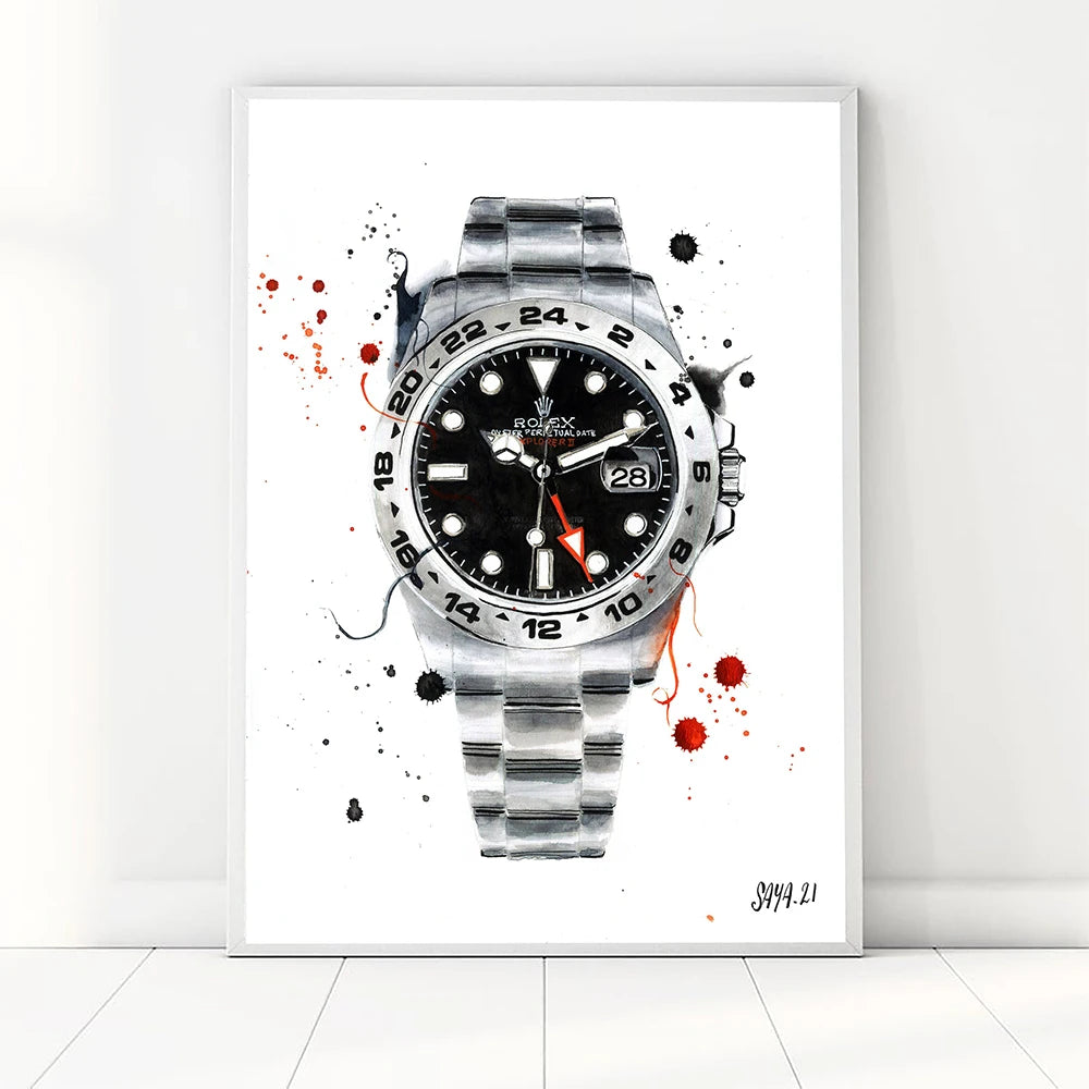 Brand Name Watches Canvas Wall Art Print Poster Air King Oyster Perpetual Decorative Mural Home Watch Store Decor Gift