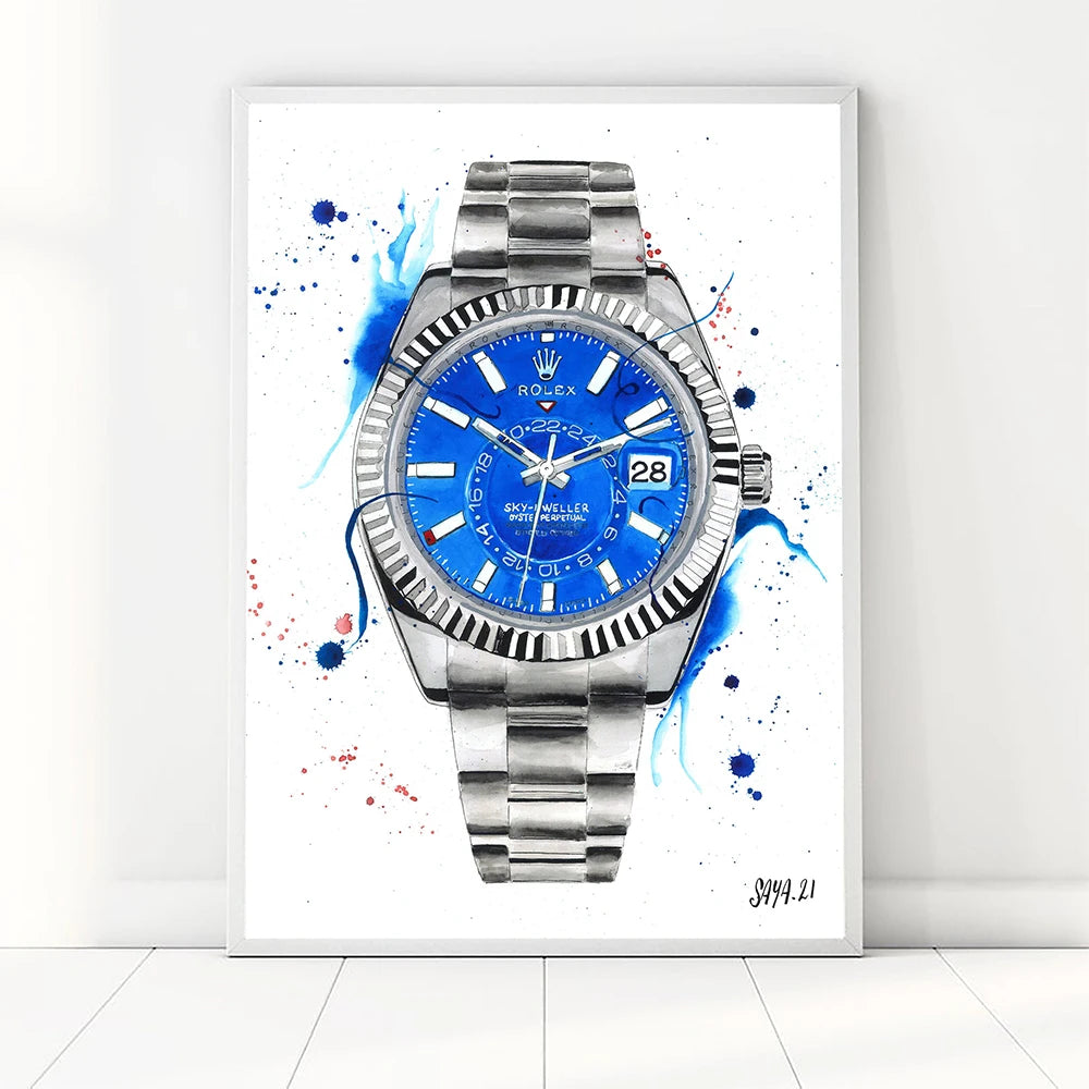 Brand Name Watches Canvas Wall Art Print Poster Air King Oyster Perpetual Decorative Mural Home Watch Store Decor Gift