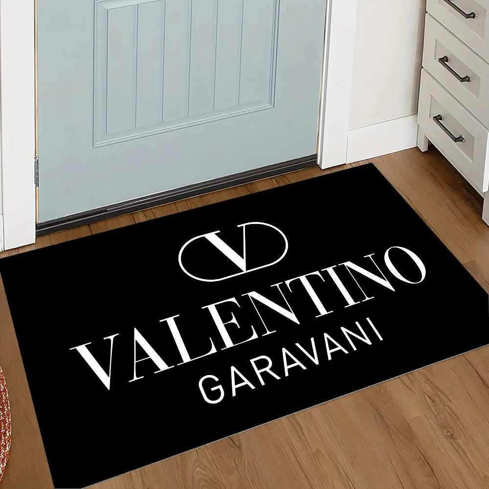Valentino Logo Aesthetic Carpet for Bedroom Kitchen Rug House Entrance Mat Doormat Entrance Door Cute Room Decor Home Decoration