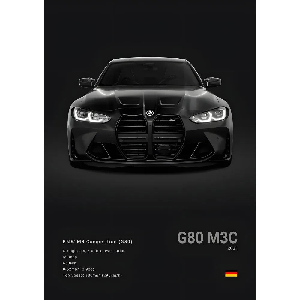 Luxury Black Classic latest sports car F80 M3 M4 M5 Z8 G80 B-BMW Cool Poster Home living room Wall Art Garage Room Decor