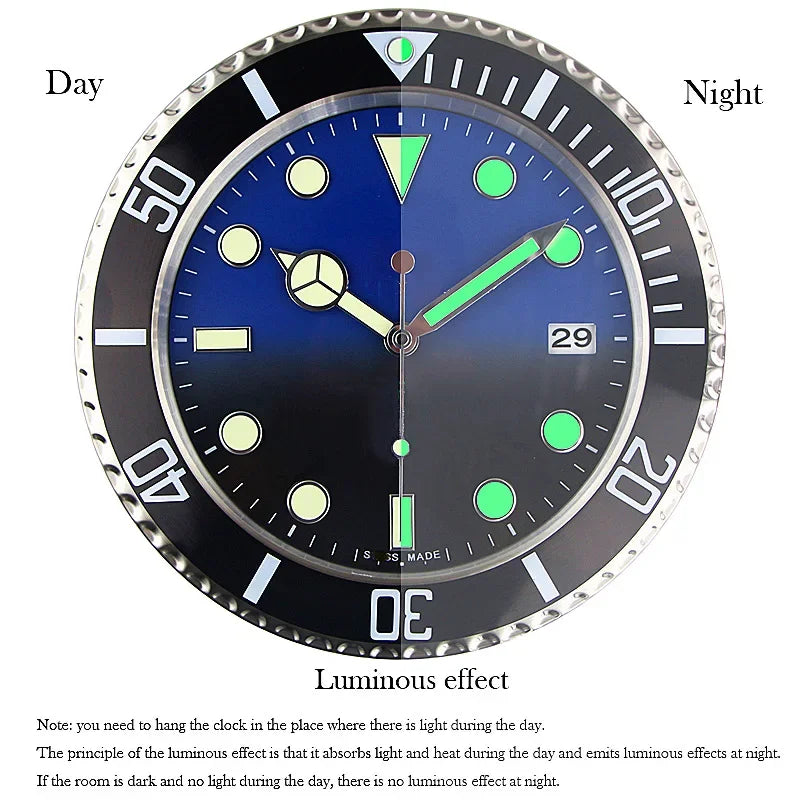 Luxury Wall Clock Design Metal Art Large Digital Luminous 35CM Wall Watches Clock 3D Home Decor Living Room Decoration Clocks