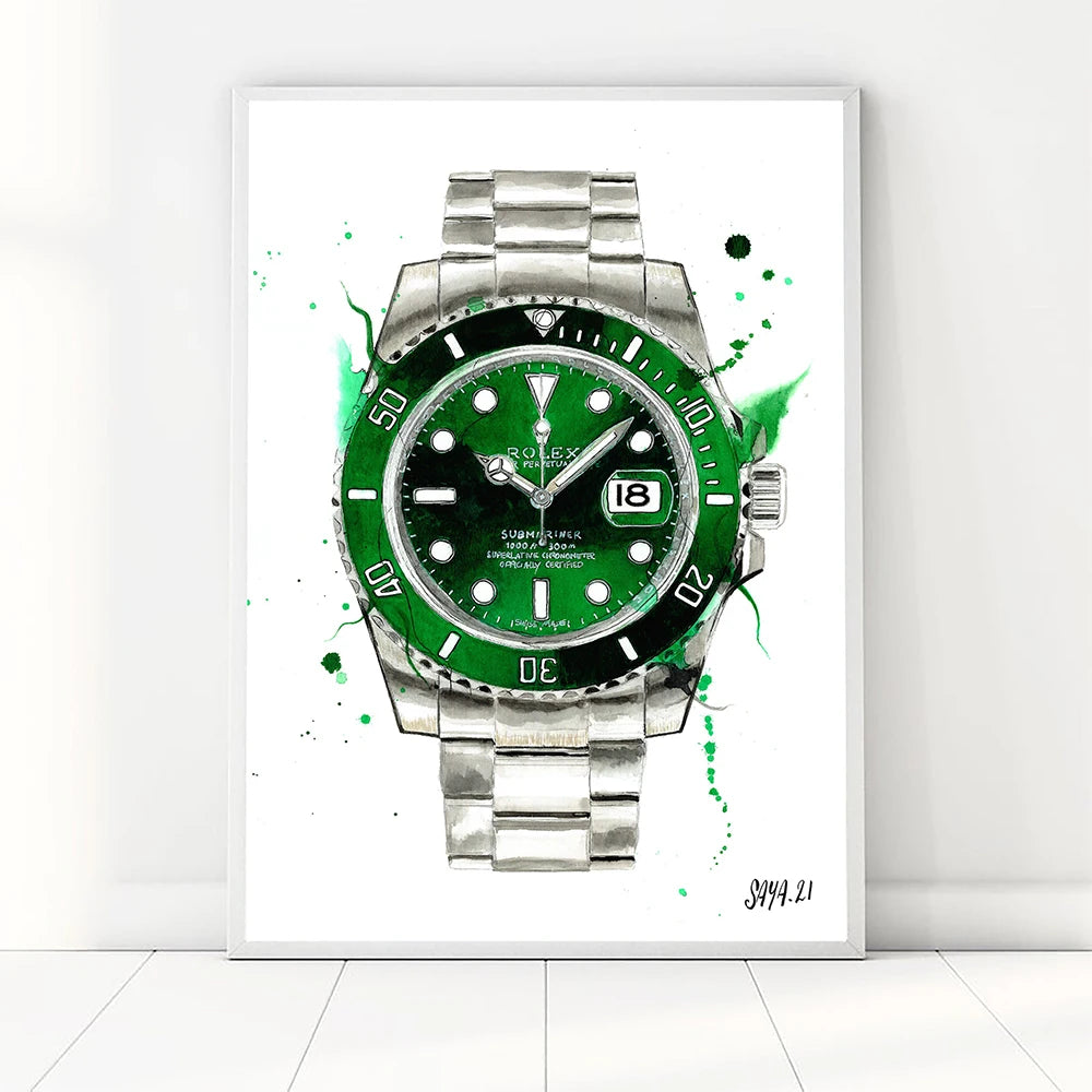 Brand Name Watches Canvas Wall Art Print Poster Air King Oyster Perpetual Decorative Mural Home Watch Store Decor Gift