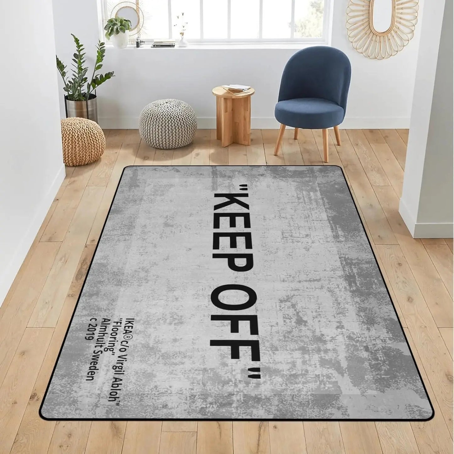 Keep Off Area Rugs Grey 3D Printed Modern Large Carpet Non-Slip Floor Mat Rug for Bedroom Livingroom Playroom Home Decor Mats