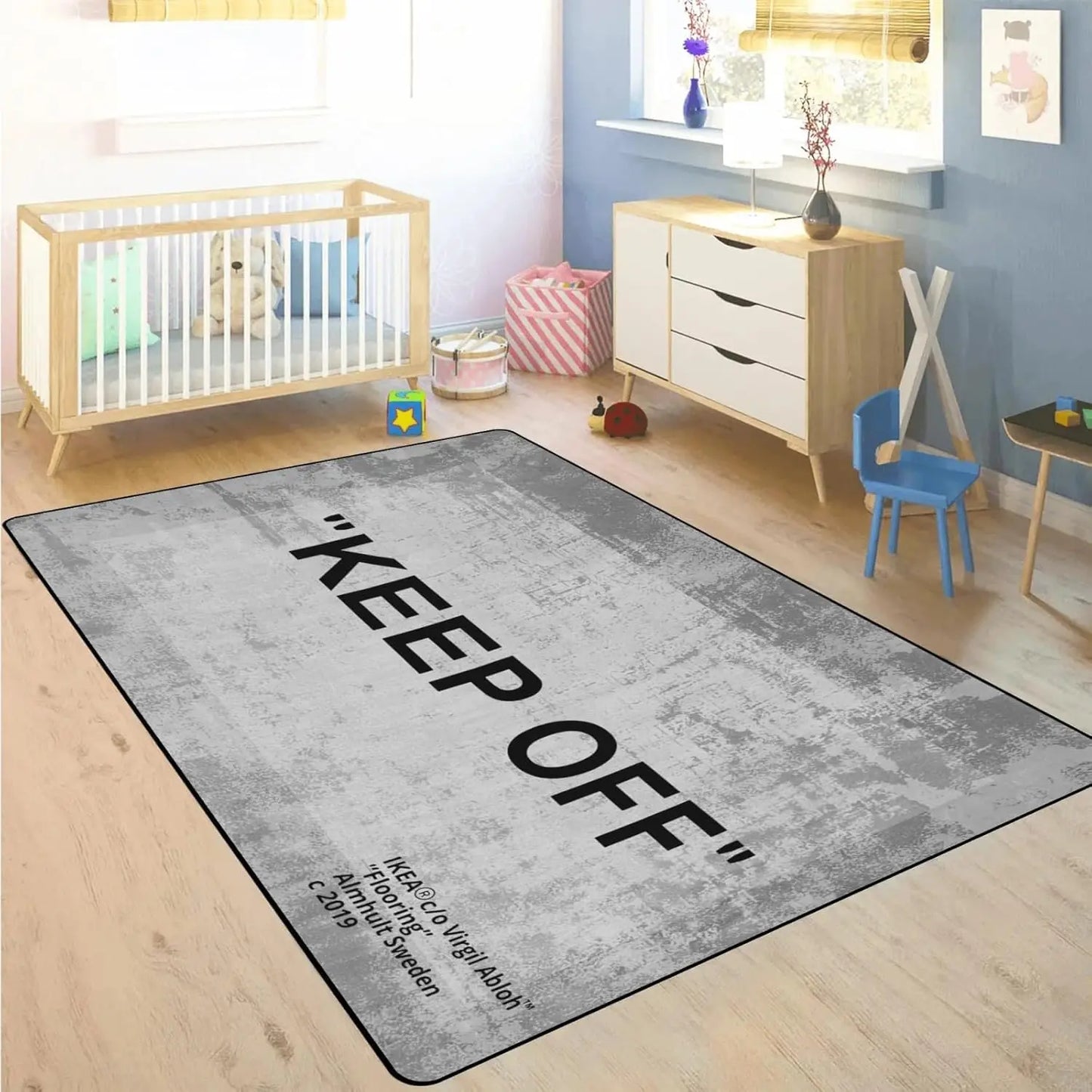 Keep Off Area Rugs Grey 3D Printed Modern Large Carpet Non-Slip Floor Mat Rug for Bedroom Livingroom Playroom Home Decor Mats