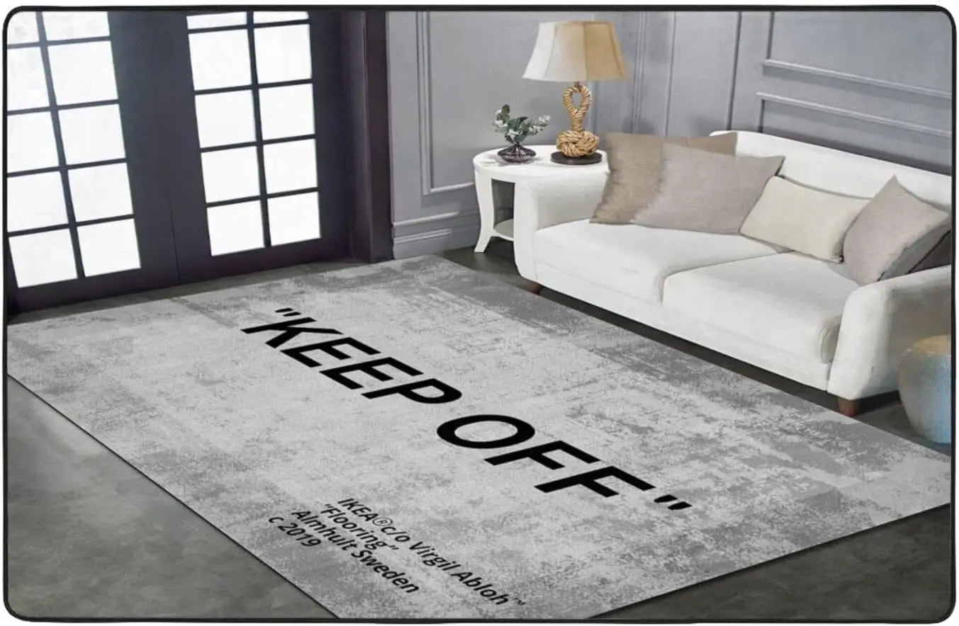 Keep Off Area Rugs Grey 3D Printed Modern Large Carpet Non-Slip Floor Mat Rug for Bedroom Livingroom Playroom Home Decor Mats